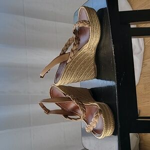 Valentino Garavani Braided Leather Double-Strap Espadrille, Taupe 37 7 sandal